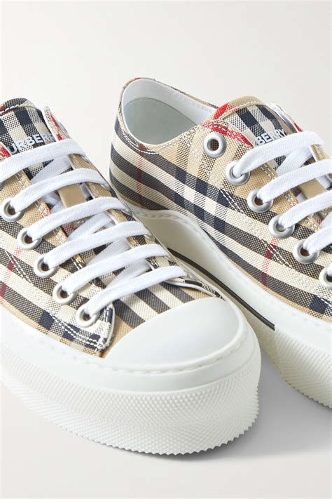 burberry sneaker black|Burberry checked canvas sneakers.